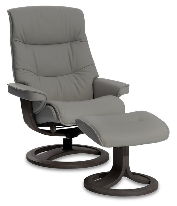 IMG Comfort Genuine Leather Manual Swivel Recliner with Ottoman | Perigold